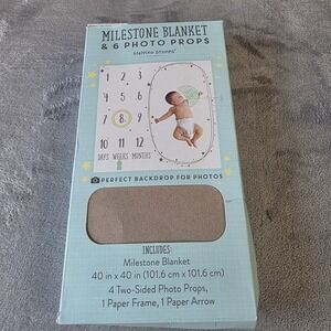 Stepping Stones Baby Milestone Blanket 40" x 40" And 6 Photo Props